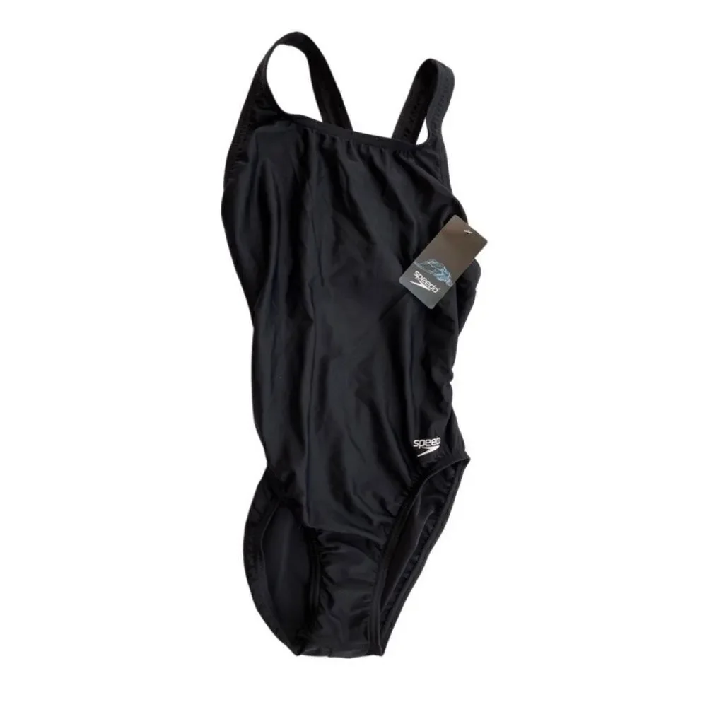 Speedo Moderate Ultraback PowerFLEX Performance Swimsuit • 32 • Black • NWT